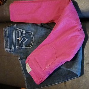 1#Pink pair of Levi's bootcut and skinny jeans